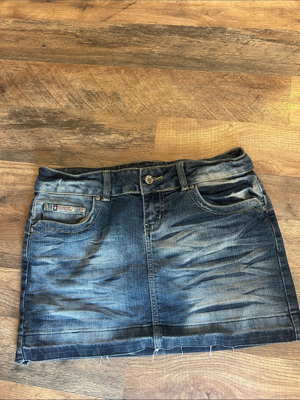 Bubblegum Denim Mini Skirt in Blue Wash